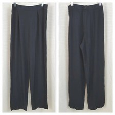 Vintage Black Pleated Pants with Elastic  Zip Back Size 8