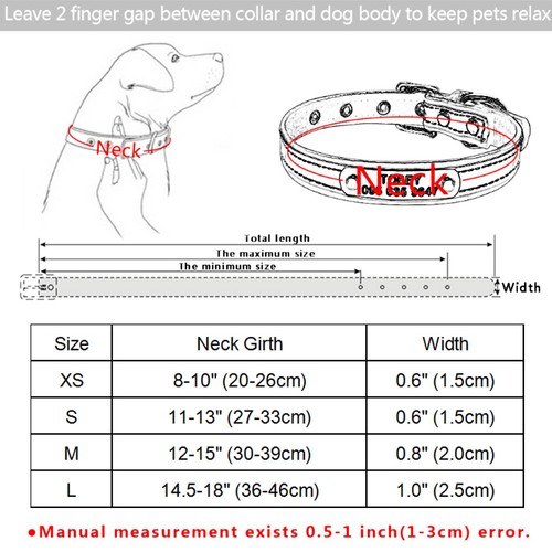 Leather Personalised Dog Collar Cat Name ID Tag Engraved Rhinestone Bling Charms - Picture 3 of 17