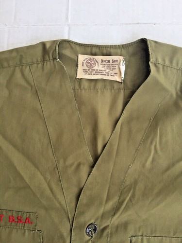 Boy Scouts of America Official Shirt Uniform Short Sleeve Vtg Green Collarless - Picture 3 of 6