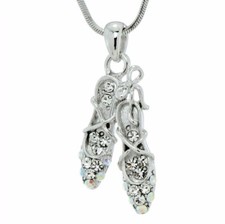 Ballerina Shoes Made With Swarovski Crystal Slippers Ballet Pendant Necklace