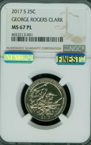 2017 S GEORGE ROGERS CLARK QUARTER NGC MS67 PL PQ MAC FINEST MAC SPOTLESS   *