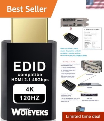4K 120Hz HDMI 2.1 Dummy Plug,Virtual Display Emulator,Headless Ghost Display ...