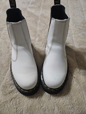 Dr. Martens Boots Womens 6 37 White Leather Ankle Platform Chelsea 2976 Quad