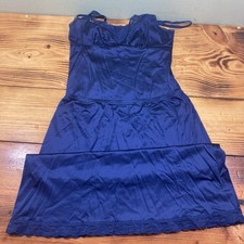 Vanity Fair Navy Blue Set Slip Skirt  Shirt Camisole Sz 34 Size Med See Photos