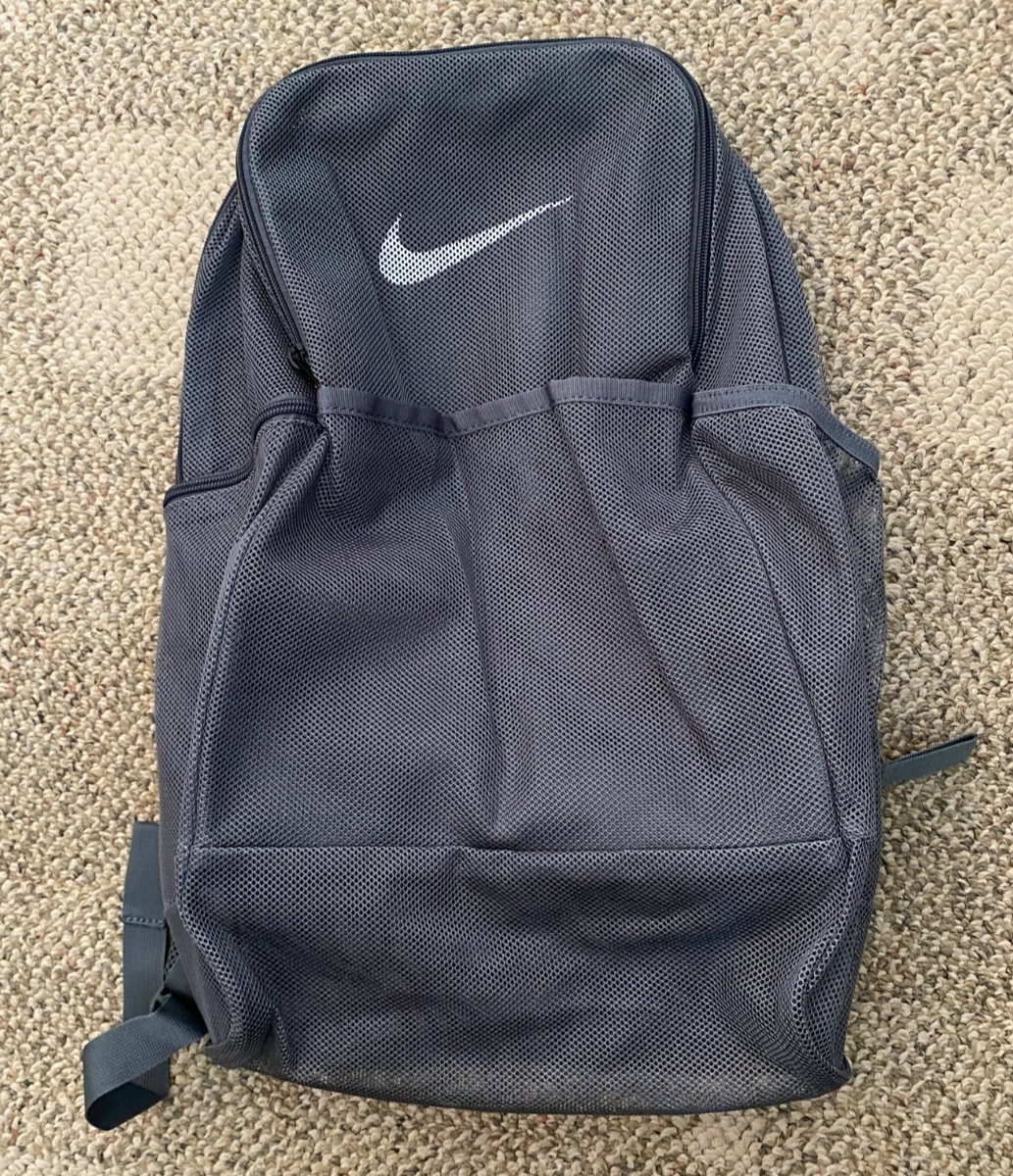 Nike Brasilia Mesh Backpack School Gym Travel Bag BA6050-026 Gray