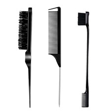 3 Pieces Hair Styling Comb Set Teasing Brush Rat Tail Comb Edge Brush for Edge