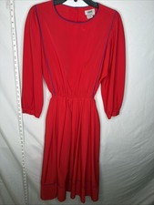Vintage Jordan Marsh Red with Blue Trim with Pockets Dress Women's Size 14