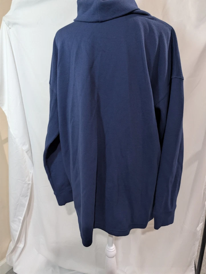 Moletom Lands' End waffle gola funil capuz gola alta azul marinho tamanho 2XL - Imagem 4 de 4