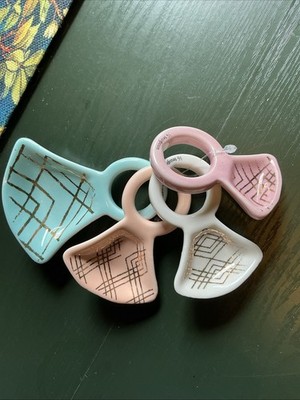 MCM Set of 4 Nesting Ceramic Diamond Ring Measuring Spoons Baking
