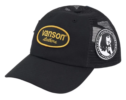 Chapeau Supreme Hysteric Glamour Vanson cuir résille dos 6 panneaux noir NEUF