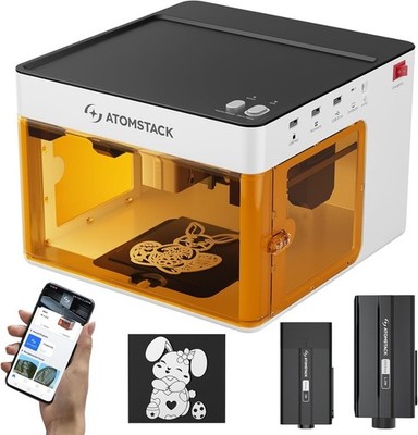 Used AtomStack mini Dual Laser Cutter 5W Diode 1.2W Infrared Metal 110mm