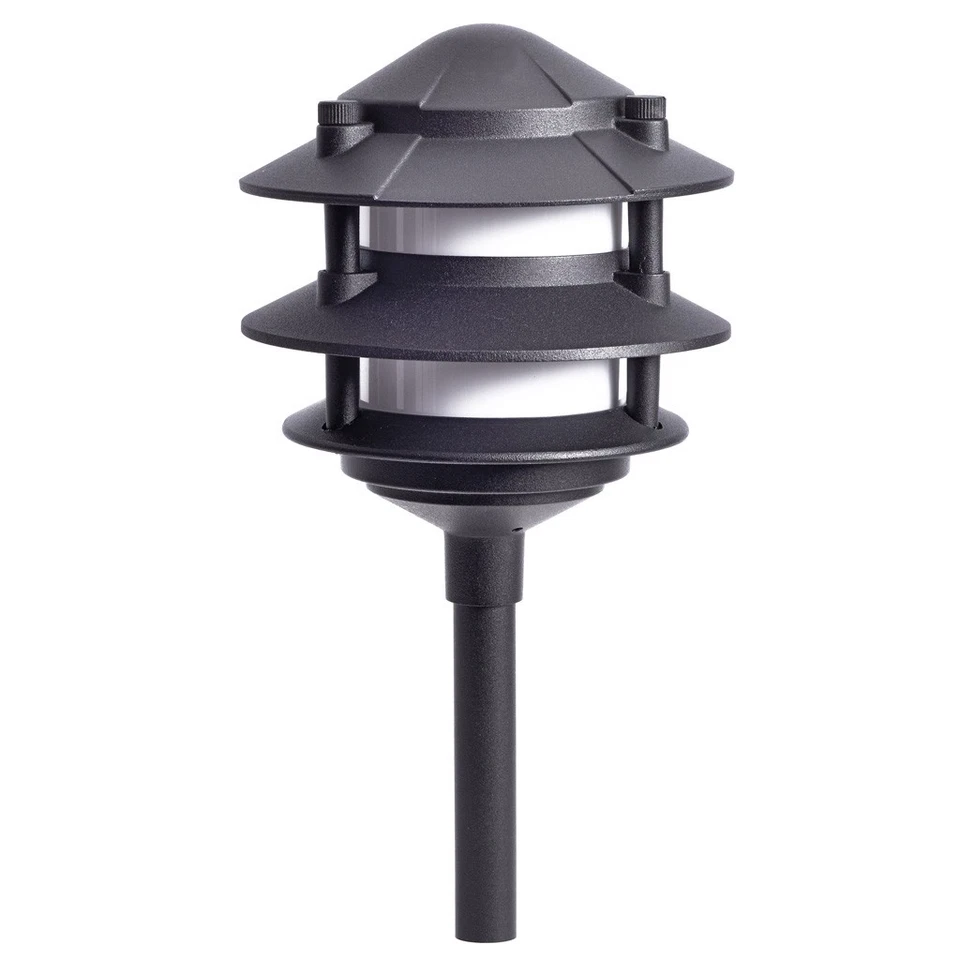 (Multi-Pack) 3-Tier Low Voltage Garden Path Lights Cast Aluminum 12V 1.3W Black - image 2 of 4