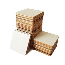50PCS 2x2 Inch Unfinished Wooden Squares, Blank Wood Square Pieces