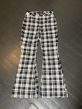 Almost Famous High Rise Plaid Flare Pants Sz 3