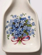 Violet Porcelain China Spoon Rest Utensil Holder Vintage Fielder Keepsakes 