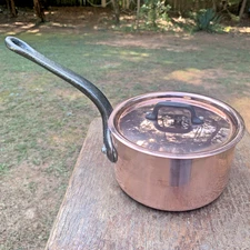 Mauviel 5.75" Copper 3mm Sauce Pan With Lid Nickel Lined Cast Iron Handle