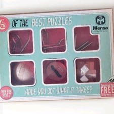 Mensa Puzzle Game Six Of The Best Strategy Hand & Brain Teasers Wood  and Metal