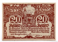 1920 Austria Ried Notgeld 20 Heller Note (3632)