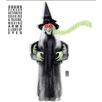 Halloween Deko Zitternde Hexe Sound & Licht & Bewegung NEU OVP