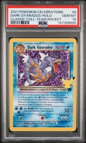 2021 POKEMON CELEBRATIONS CLASSIC COLL #8 DARK GYARADOS-HOLO PSA 10