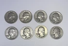 [Lot of 8] WASHINGTON QUARTER DOLLARS   90% SILVER COINS $2 FACE VALUE
