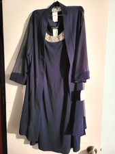 Women's Formal Navy Blue 2 Piece sleeveless Beaded Neck Dress Size 14W NWT