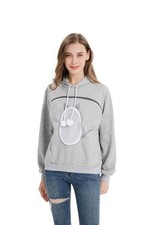 Pet Carrier Hoodie Cat Dog Pouch Holder Sweatshirt Large Pocket Pullover Shir...