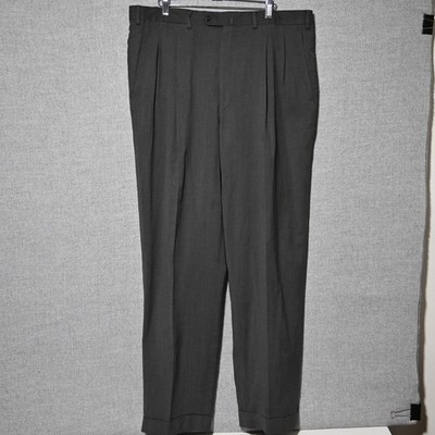 Ermenegildo Zegna Pleated Wool Trousers Mens Cuffed Charcoal Gray 38R