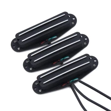 FLEOR SSS Guitar Alnico 5 Hot Dual Rail Mini Humbucker N+M+B Black Pickup Set