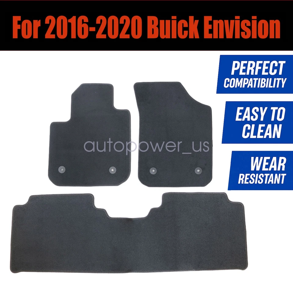 Alfombrillas de terciopelo negras 3x para Buick Envision 2016 2017 2018 2019 2020 Foto 3 de 4