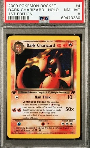 Pokemon 2000 Dark Charizard 4/82 Holo 1st Edition Team Rocket PSA 8
