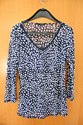 COMMA hübsche Bluse Gr. 40 dunkel blau Muster transparent 3/4 Arm sgt Zstd