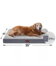 Ophanie 35in Gray Orthopedic Dog Bed For Large Dogs with Egg Crate Foam Support