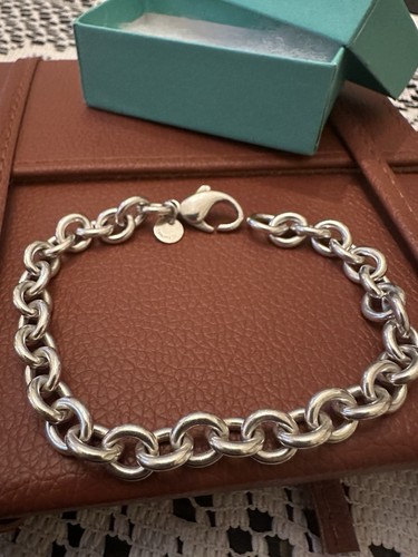 Vintage Tiffany & Co. Sterlingsilber Armband mit Etikett 8 mm Rolo Kettenglied 8,00 Zoll - Bild 2 von 12