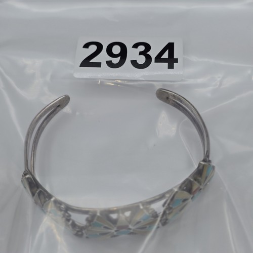 Zuni Reyes Neha Sterling Silver Butterfly Cuff Bracelet – Turquoise Coral Inlay - Photo 18/18