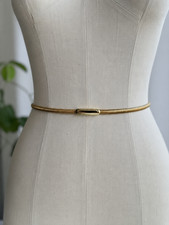 Women's Metallic Gold Stretch Belt Elastic Skinny Slinky Thin Disco