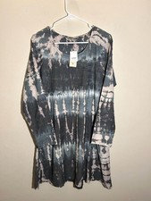 NWT Yak & Yeti Tie Dye Abstract Dress Size Large Long Sleeve Shirt Dress