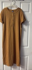 Old Navy Women's Camel Maxi Dress Cotton, Henley Short Sleeve, Size medium