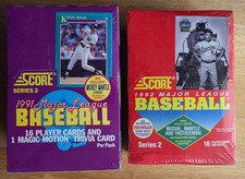 1991 and 1992 Score MLB Baseball Series 2 Wax Boxes FACTORY SEALED Mantle Auto?!