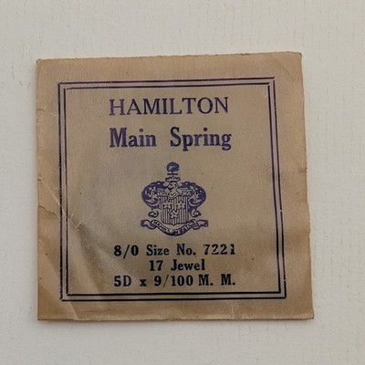 Hamilton 8/0 Size 7221 Mainspring 17 Jewel NOS Watch Part