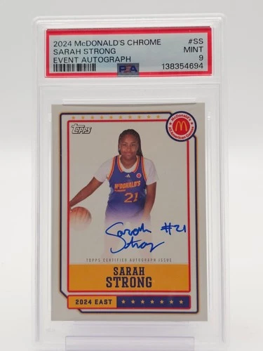 SARAH STRONG 2024 TOPPS CHROME MCDONALD'S ALL AMERICAN AUTO #EA-SS PSA 9 Q2029