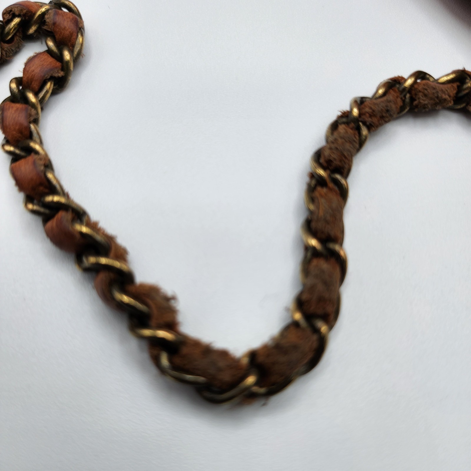 American Leather Co Brown Crossbody Bag Leather Strap Chain Shoulder Purse FLAWS