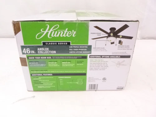 Hunter 46" Anslee Low Profile Ceiling Fan with LED Light Kit Bronze Finish - Picture 2 of 3