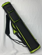 J J 4x8 All Black Duranylon W/ Lime Accents 4 Butt 8 Pool Cue Case