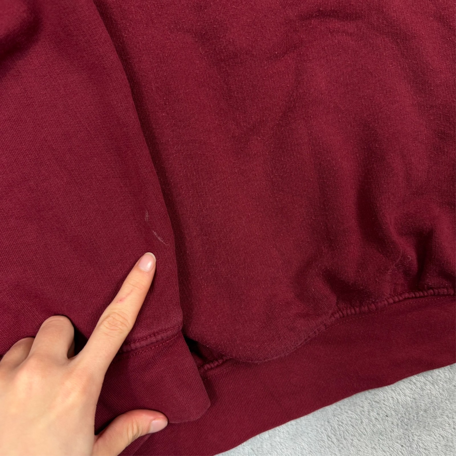 Vintage Nike 2000's Y2K Burgundy Red Mini Swoosh Oversized Sz Small Sweatshirt image 7