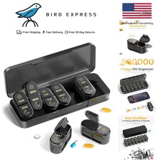 7 Day Pill Organizer with AM PM Compartments Portable Travel Medicine Box- Black