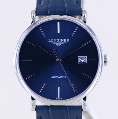 Longines Uhr Elegant Collection blue dial Dresswatch blau Automatic 39mm B+P