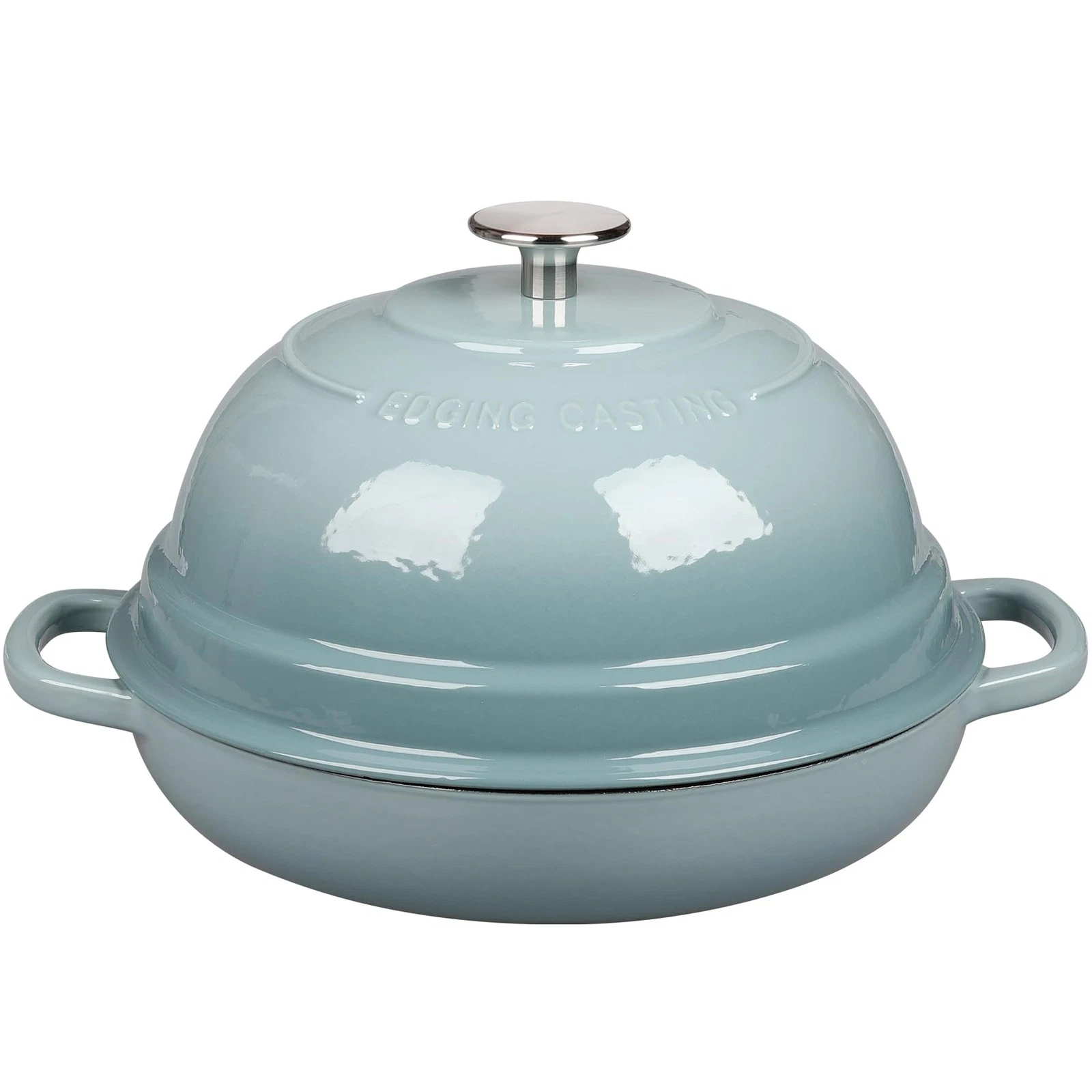 EDGING CASTING Enameled Cast Iron Dutch Oven Pot with Lid, Round 6QT, Seasalt