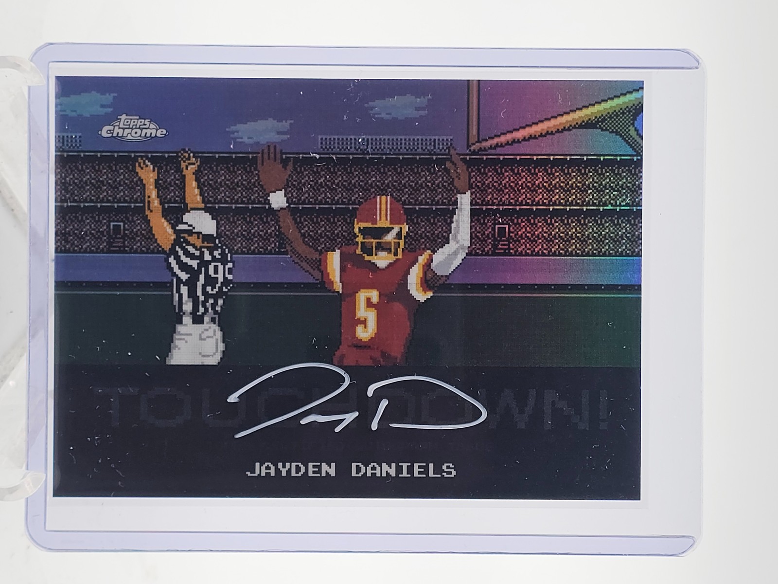 JAYDEN DANIELS 2025 TOPPS CHROME TECMO SUPER BOWL AUTOGRAPH SSP AUTO Q2045