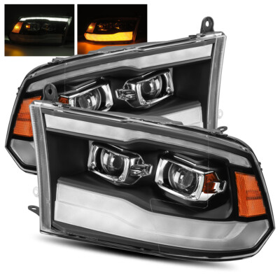 Fit 2009-2018 Dodge Ram 1500/2500/3500 Chrome DRL+Projector Headlights Fit 2009-2018 Dodge Ram 1500/2500/3500 Chrome DRL+Projector Headlights
